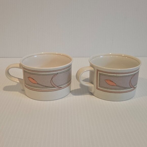 Mikasa Japan Meadow Sun Intaglio Tea Coffee Mugs  Set of 2 CAC02 8 Oz Tulips - Picture 2 of 11